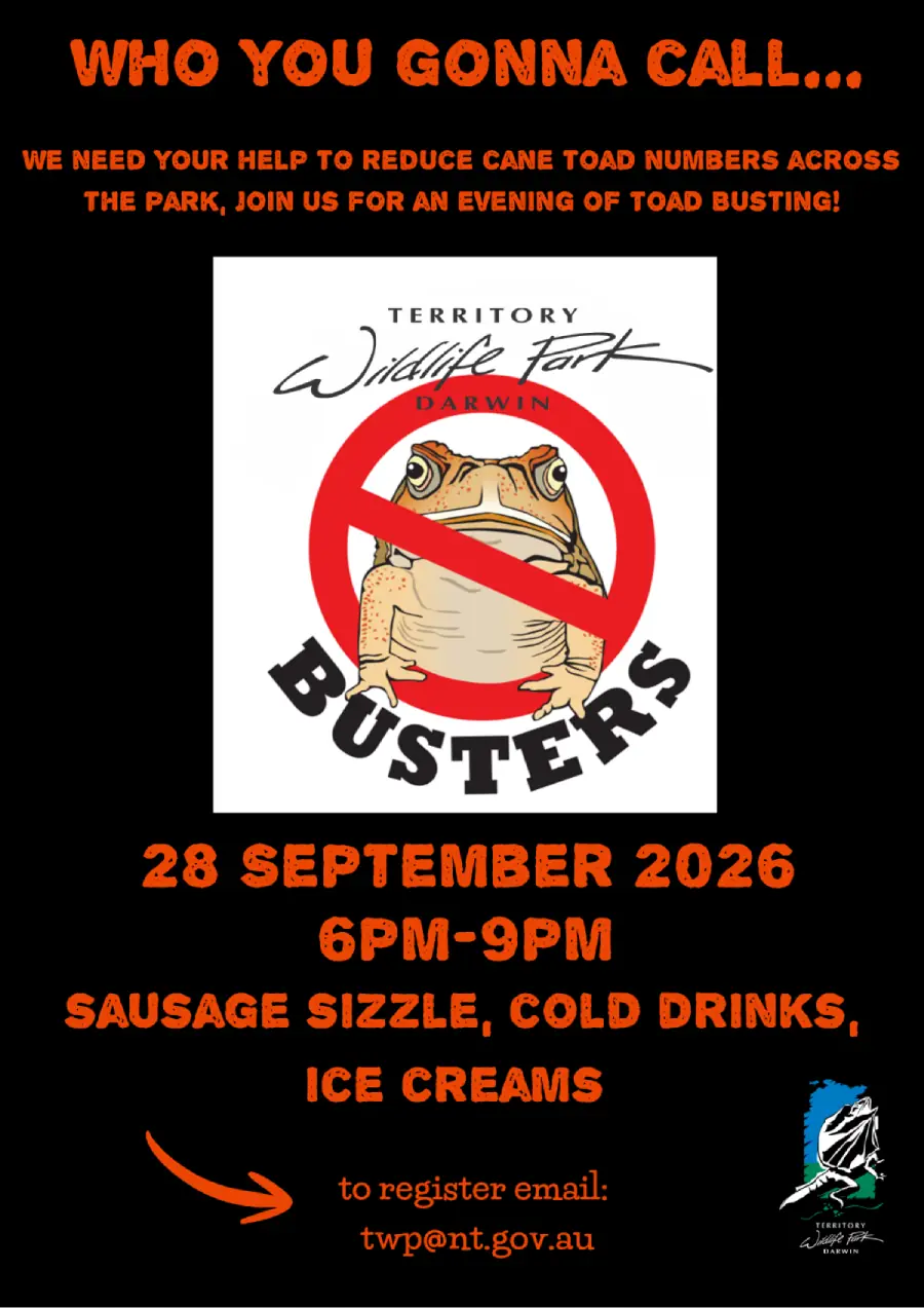 Toad buster invitation poster to join for an evening of toad busting.